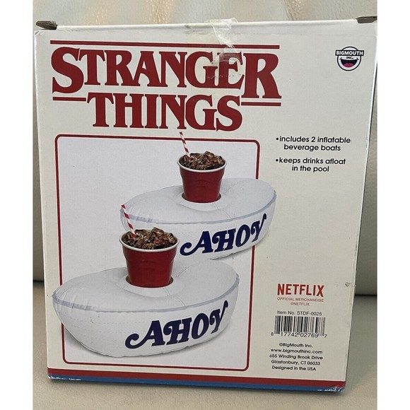 Stranger Things Scoops Ahoy Hat Beverage Boats inflatable Floating Holders - Picture 3 of 4